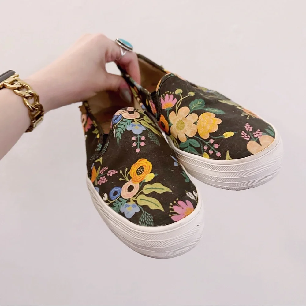 Rifle Paper Co x Keds Slip Ons Floral Sneakers Printed Shoes - Picture 7 of 7
